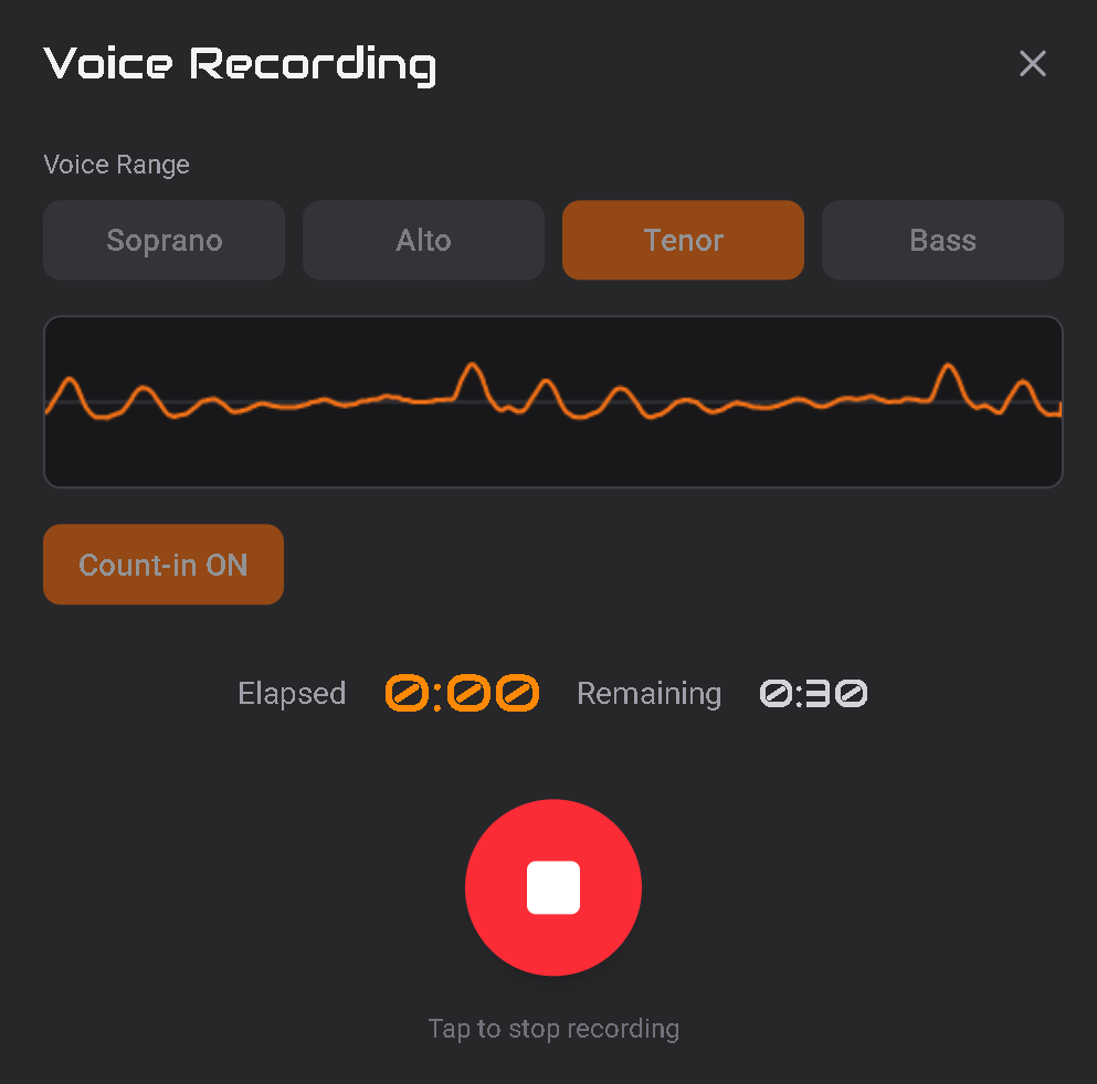 TC-01 desktop interface showing voice recording